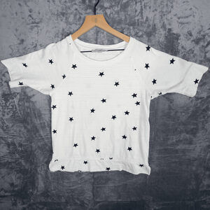 LOFT Women's Small Casual Star Pattern Tee Shirt White